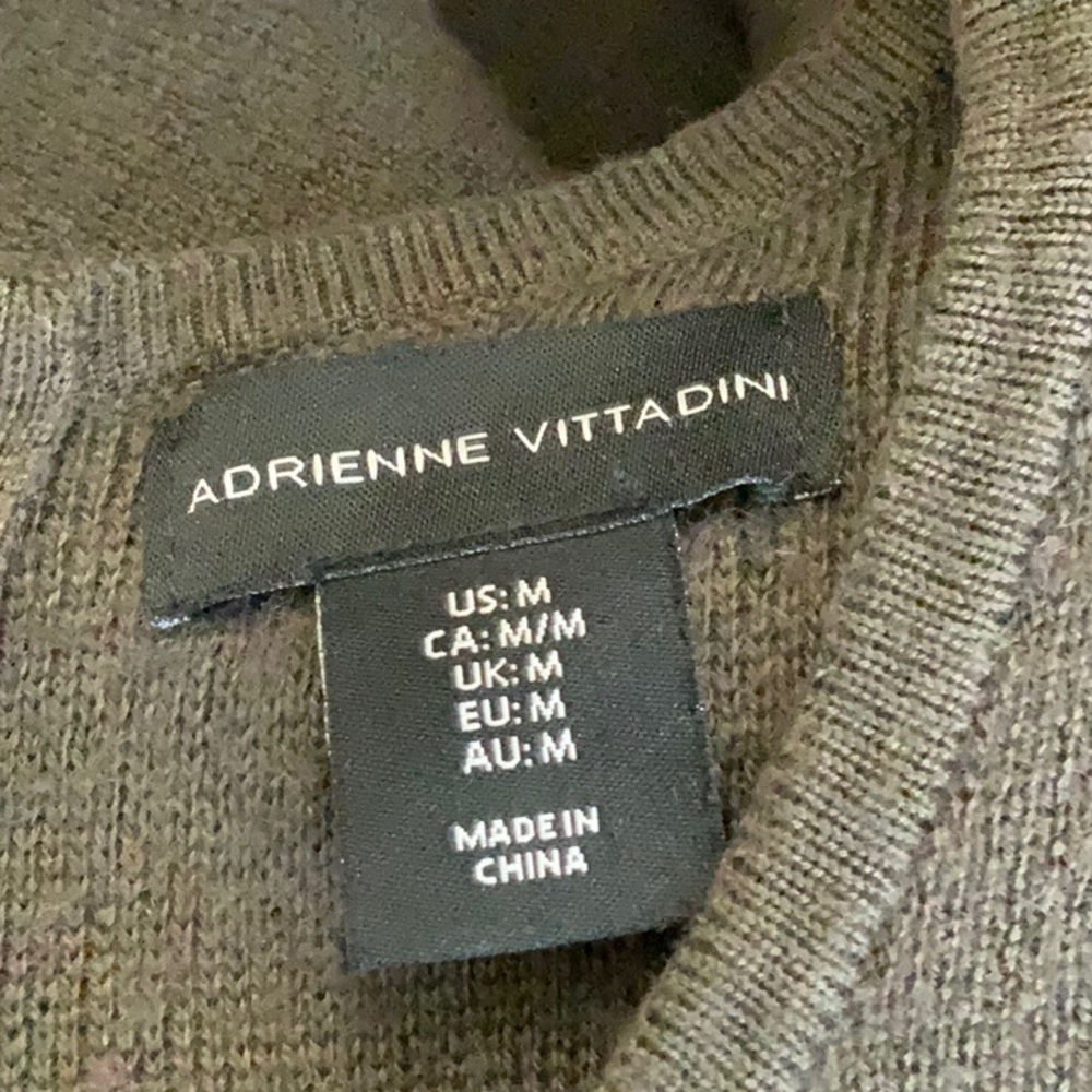 Adrienne Vittadini dark green wool blend tunic sweater. Size M h21 - Picture 5 of 6